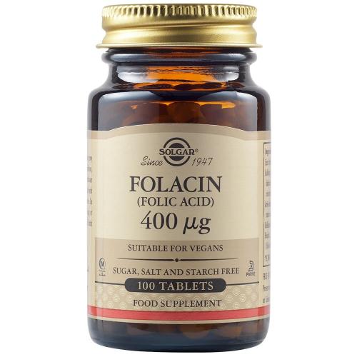 Solgar Folacin Folic Acid 400μg Συμπλήρωμα Διατροφής για την Ενίσχυση του Μητρικού Ιστού Κατά τη Διάρκεια της Εγκυμοσύνης 100tabs